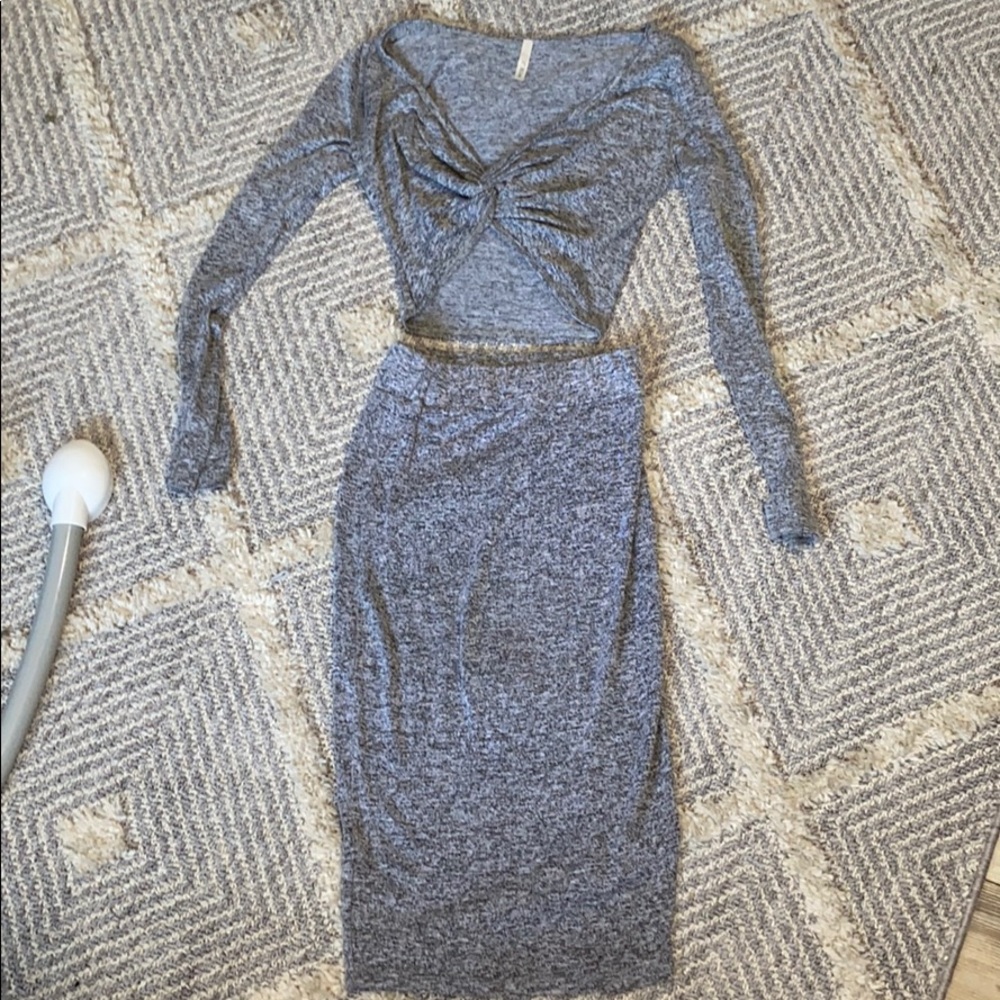 2 piece crop top and skirt set